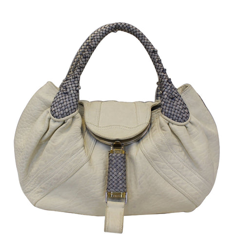FENDI Spy White Leather Satchel Bag
