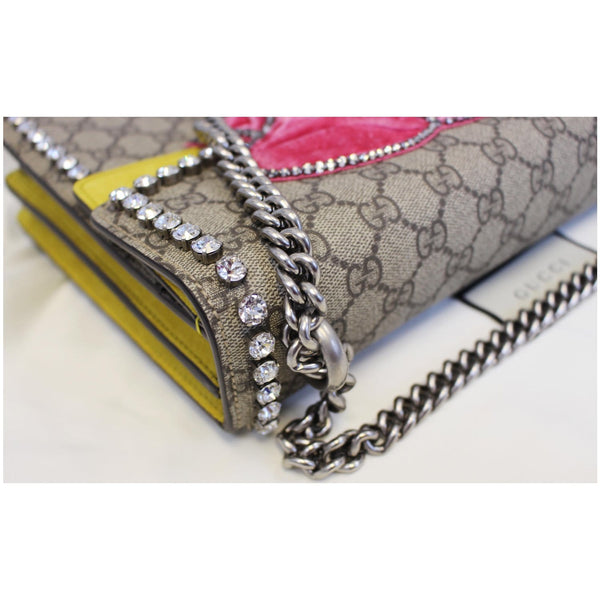 GUCCI Dionysus Medium GG Supreme Embroidered Crystal Bow Shoulder Bag Beige -US