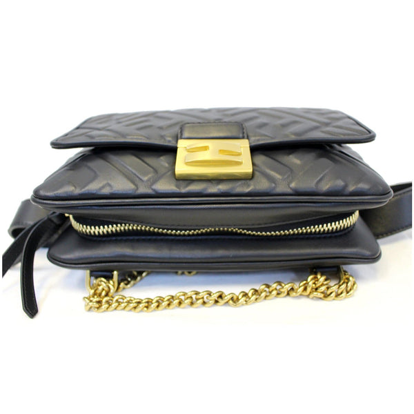 Fendi Upside Down Leather Belt Bag in Black bottom view