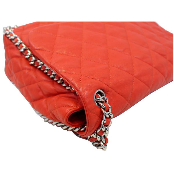 CHANEL Maxi Chain Around Quilted Leather Flap Shoulder Bag Red