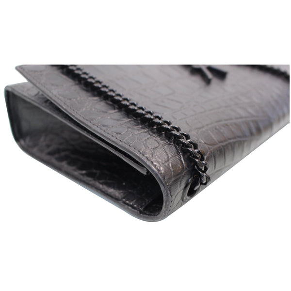 YVES SAINT LAURENT Kate Medium Crocodile Leather Bag Crossbody Bag Black