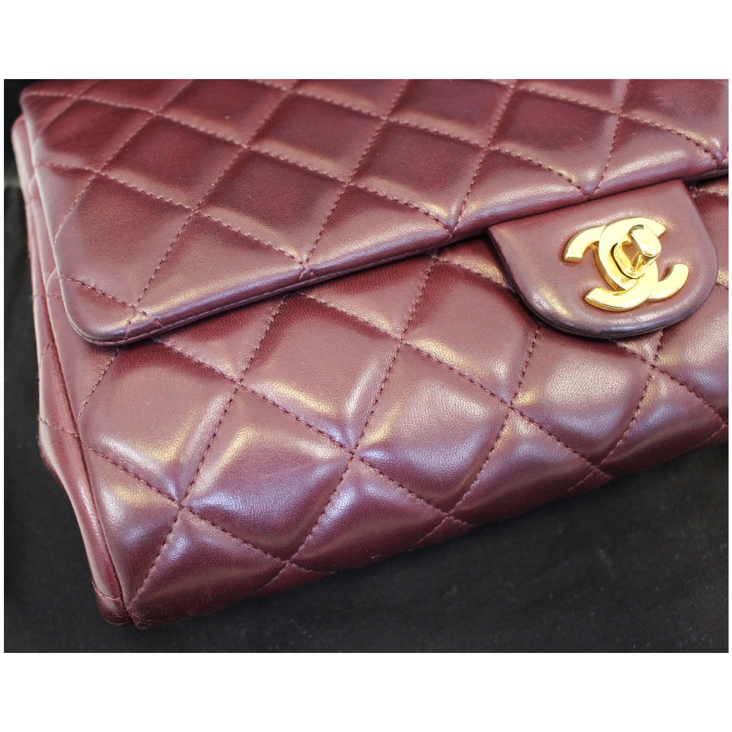 Chanel Navy Quilted Lambskin Top Handle Clutch with Chain Pale Gold Hardware, 2022 (Very Good), Blue Womens Handbag