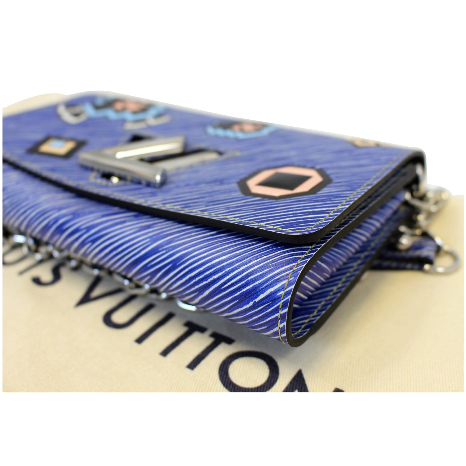 Louis Vuitton, Bags, Portefeuil Twisted Chain Epi Denim Wallet Long Wallet  Leather Blue