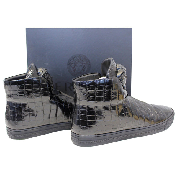 Versace Black Leather Medusa High Top Sneakers-US