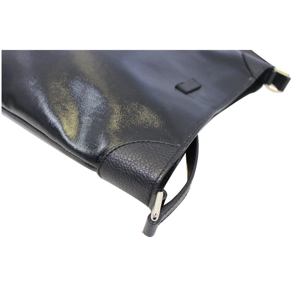 GUCCI Canvas Leather Trim Hobo Bag Black 257296