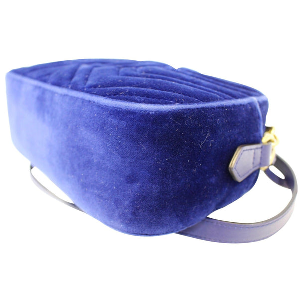 GUCCI GG Marmont Velvet Small Crossbody Bag Blue