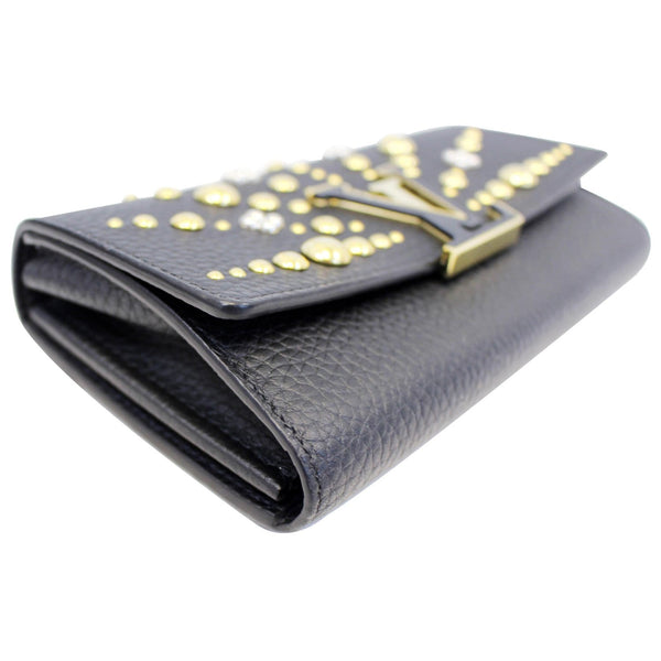 Side View lv Capucines Taurillon Leather Wallet Black