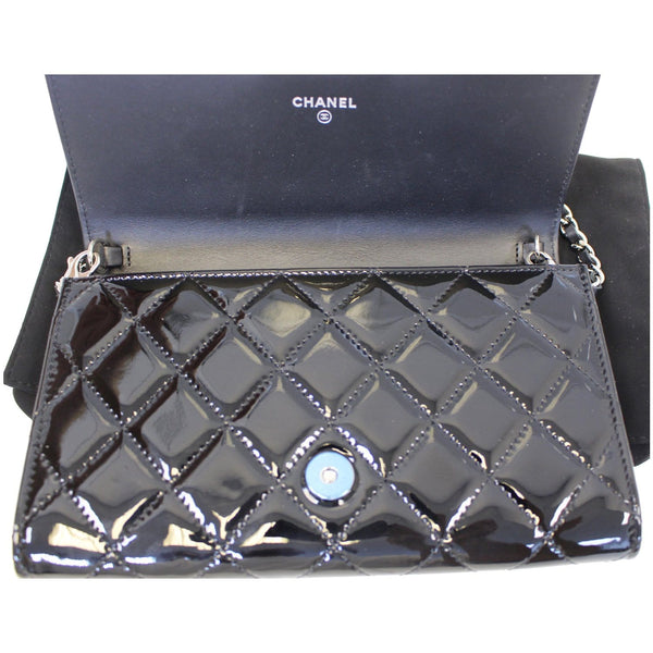 Chanel Flap Shoulder Bag Patent black Leather full view