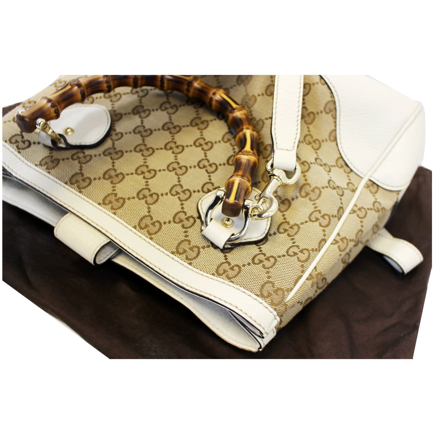 Gucci Shoulder Handbag Bamboo Diana GG Canvas 2Way