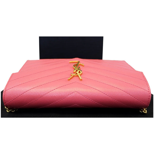 Saint Laurent Monogram Matelasse Wallet-on-A-Chain Crossbody Bag Pink-US