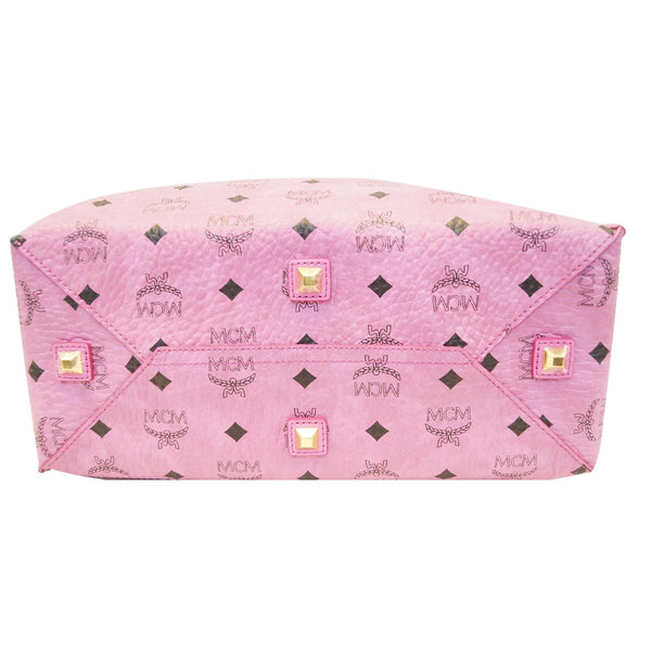 MCM Visetos Medium Shopper Tote Bag Pink - leather