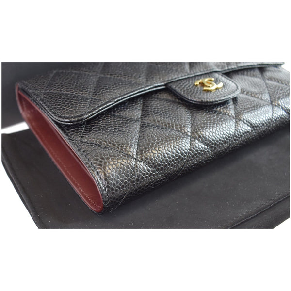 Chanel Large Flap Quilted Caviar Leather Wallet side preview
