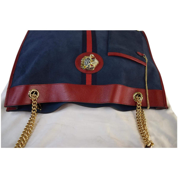 Gucci Rajah Large Suede Leather Tote Shoulder Bag - top front side