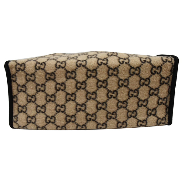 GUCCI GG Monogram Wool Tote Shoulder Bag Beige 598169