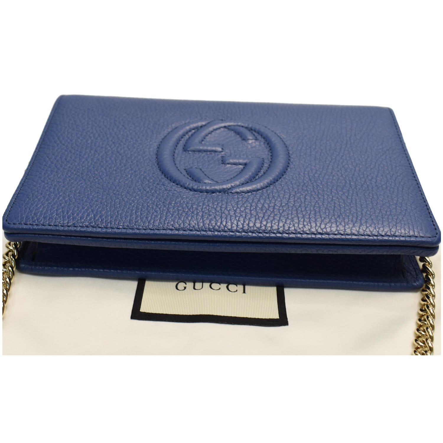 GUCCI Mini Soho Pebbled Leather Wallet On Chain Bag Blue Brand New for Sale  in Westminster, CO - OfferUp