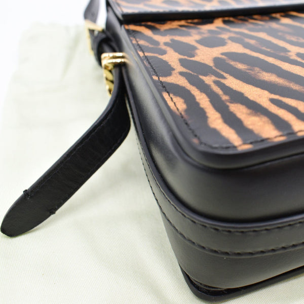 BURBERRY Grace Large Leopard Print Leather Shoulder Bag Multicolor
