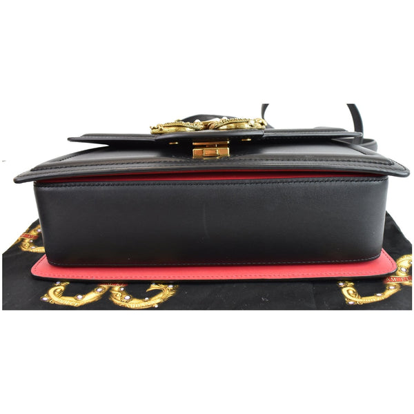 DOLCE & GABBANA Amore Calfskin Leather Shoulder Bag Black