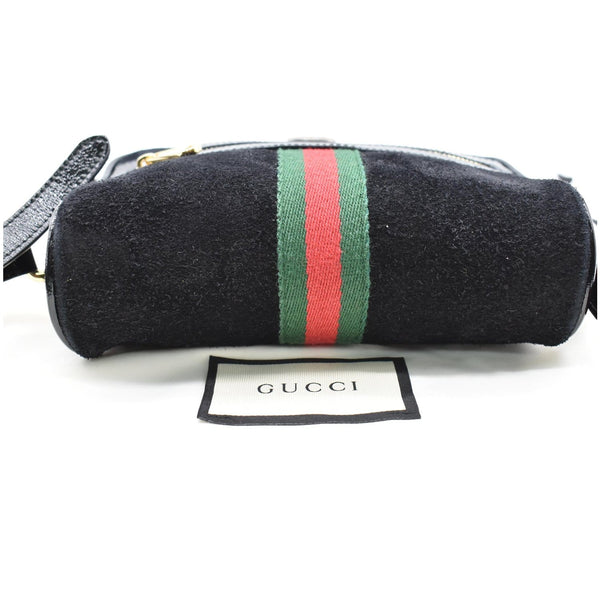 GUCCI Ophidia Mini Web Suede Leather Crossbody Bag Black 517350