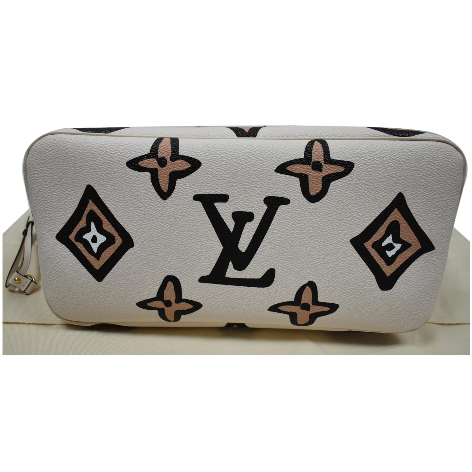 LOUIS VUITTON WILD AT HEART NEVERFULL MM CREME GIANT MONOGRAM BAG **No  Pouch**