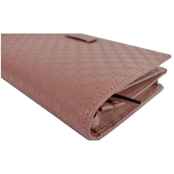 GUCCI Micro GG Guccissima Leather Crossbody Wallet Pink 466507