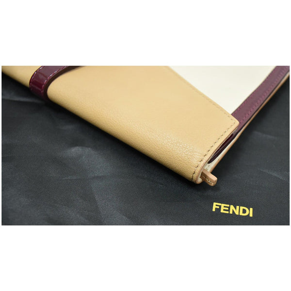 FENDI Tricolor Leather Fendista Envelope Clutch Beige