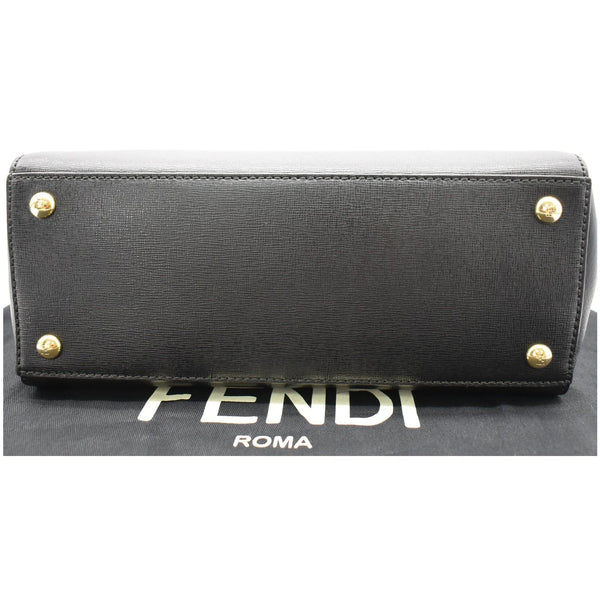 FENDI Petite 2Jours Vitello Leather Elite Tote Shoulder Bag Black