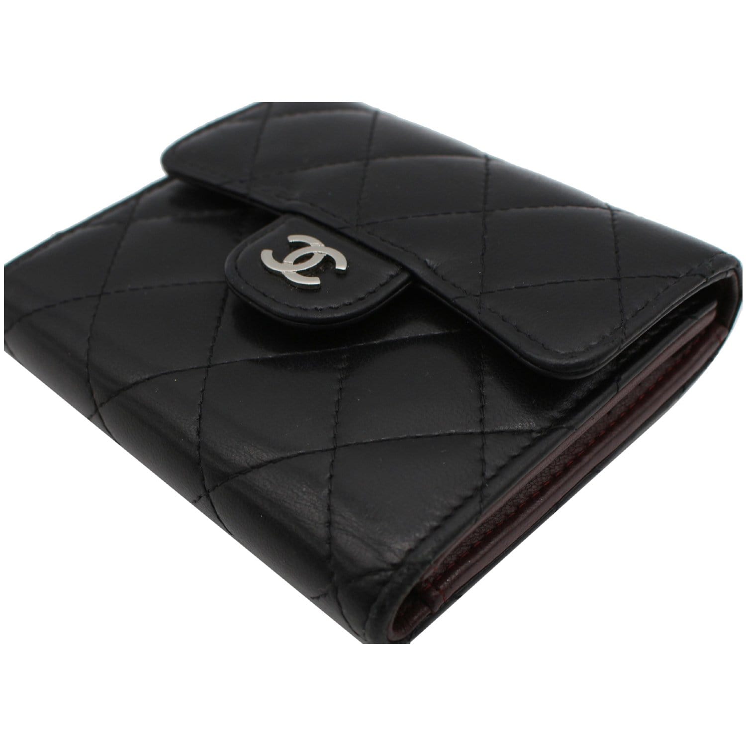 CHANEL Lambskin Quilted Glitter CC Flap Card Holder Wallet Black 1265209