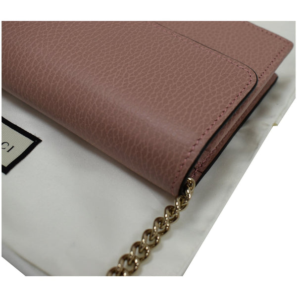 GUCCI Dollar Interlocking G Leather Chain Wallet Soft Pink 510314