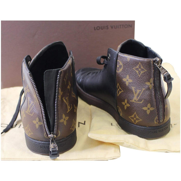 Louis Vuitton Line Up Monogram High Top Sneakers Black back view