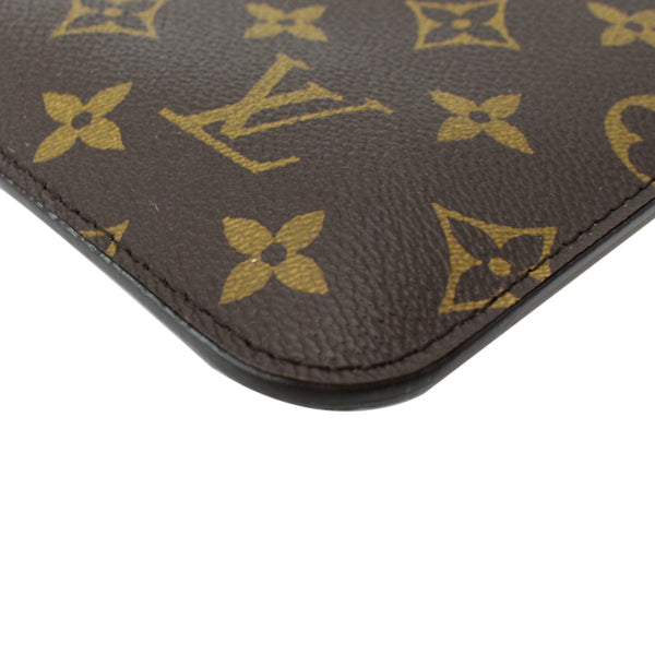 LOUIS VUITTON Neverfull Monogram Canvas Pochette Wristlet Pouch Brown