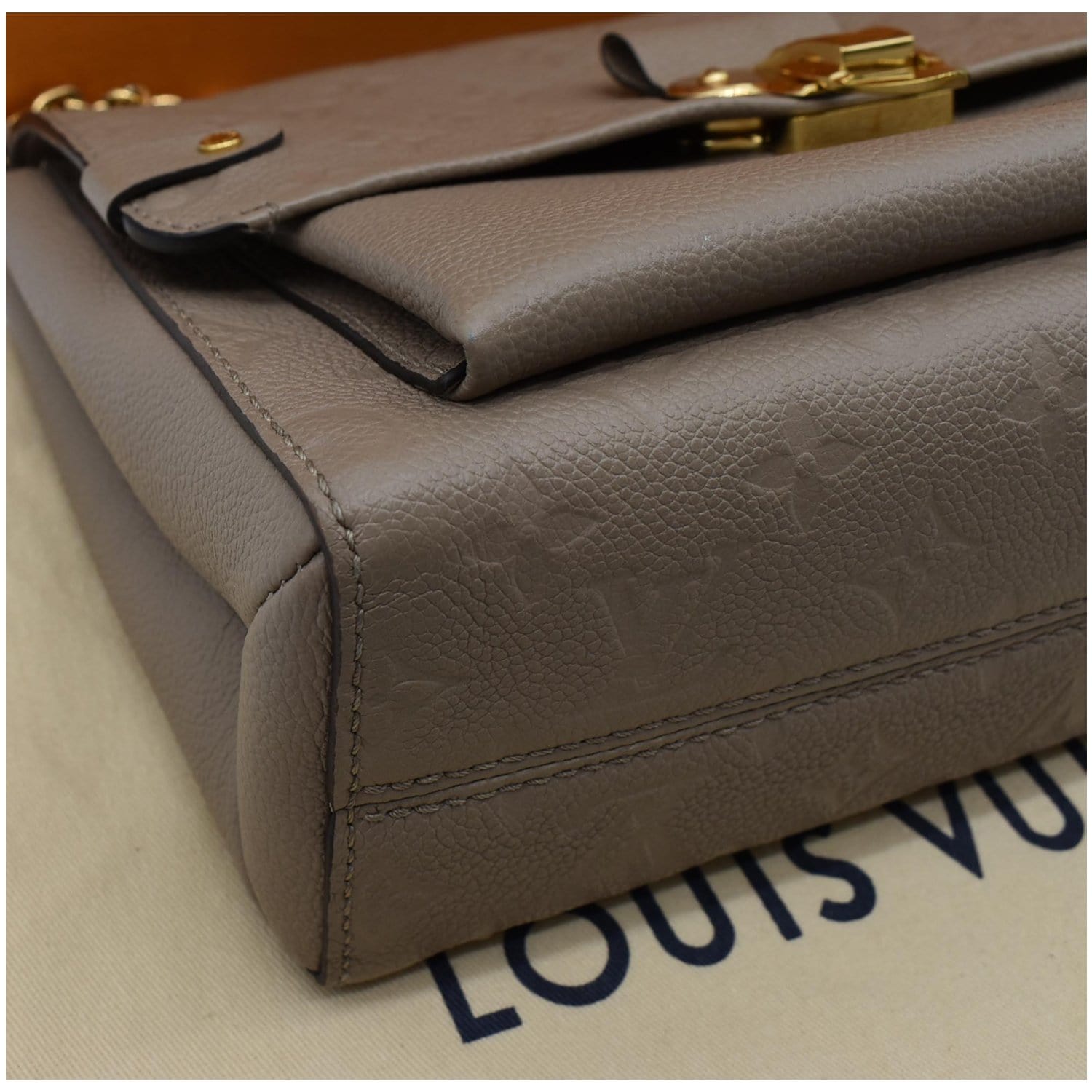 LOUIS VUITTON Vavin MM Monogram Empreinte Leather Shoulder Bag Taupe