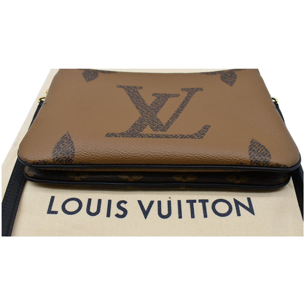LOUIS VUITTON Double Zip Pochette Reverse Monogram Giant Shoulder Bag Brown