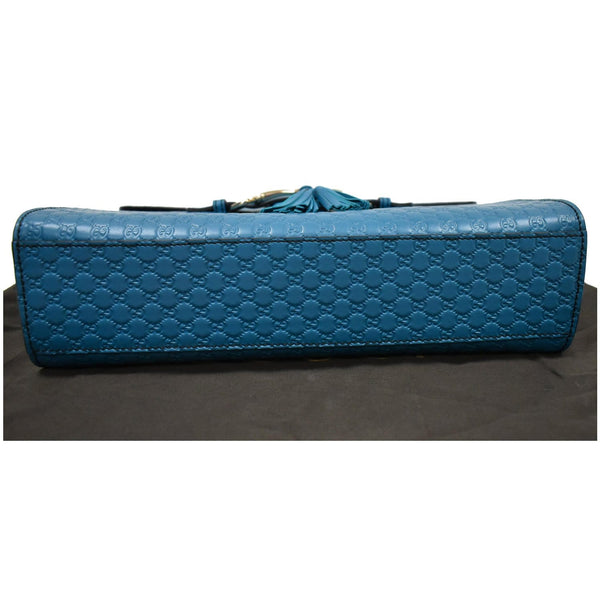 GUCCI Emily Medium GG Guccissima Leather Chain Shoulder Bag Teal