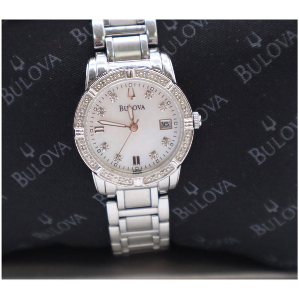 Bulova Diamond Quartz Stainless Steel Date Watch