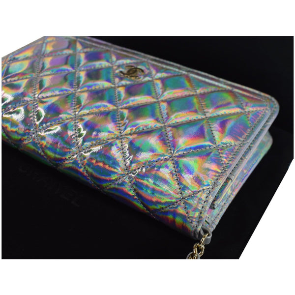 CHANEL Timeless Classic WOC Goatskin Wallet on Chain Bag Iridescent Silver