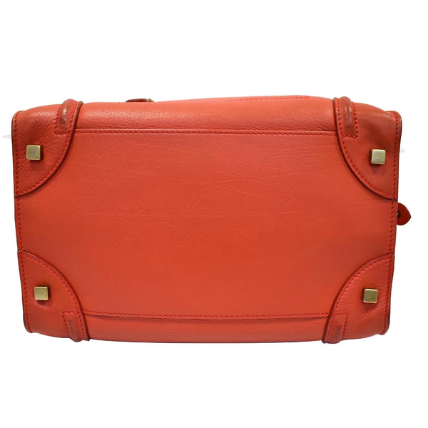 CELINE Drummed Mini Luggage Calfskin Leather Tote Bag Red