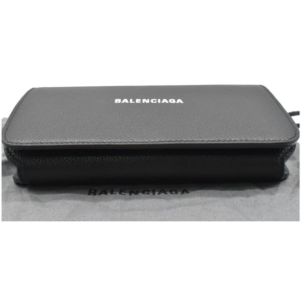 BALENCIAGA Logo Chain Leather Shoulder Bag Black