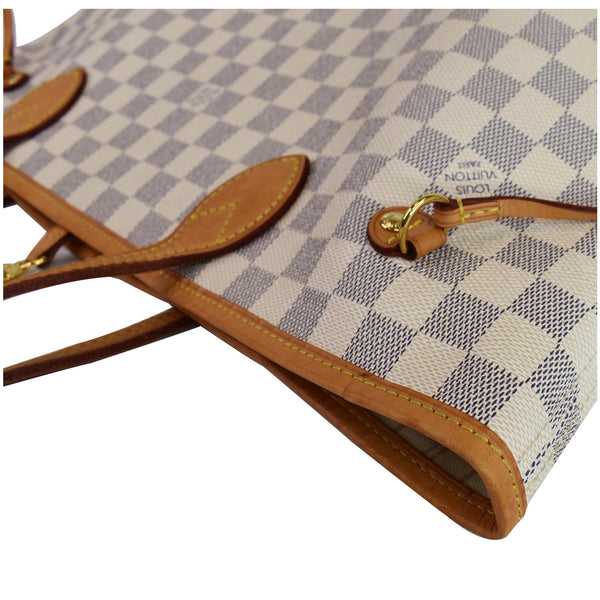 Louis Vuitton Neverfull MM Damier Azur Shoulder Bag - side closeup