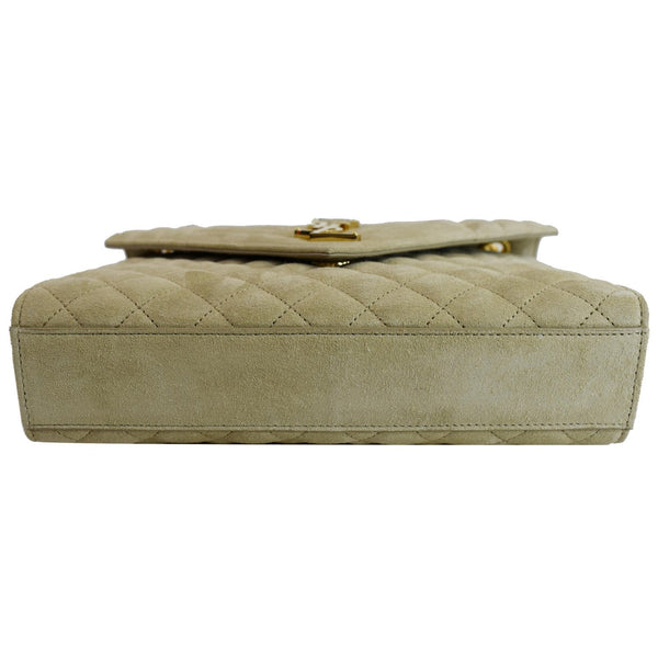 YVES SAINT LAURENT Medium Envelope Matelasse Suede Crossbody Bag Beige