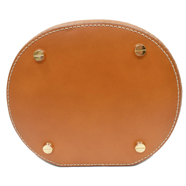 MCM Small Cylinder Visetos Monogram Leather Crossbody Bag Cognac