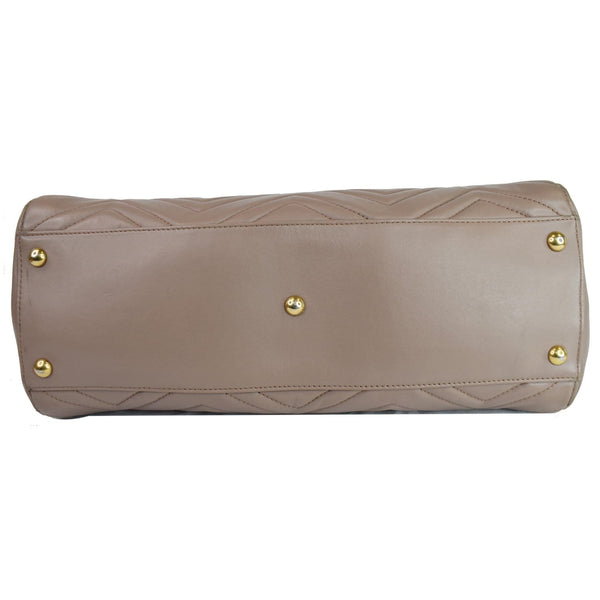 GUCCI GG Marmont Medium Matelasse Leather Top Handle Bag Taupe 443505