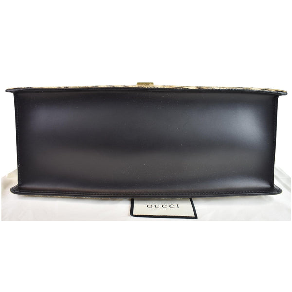 GUCCI Leopard Print Sylvie Medium Calf Hair Top Handle Bag Beige 431665