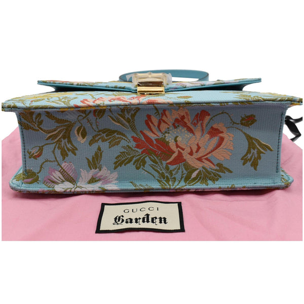 GUCCI Sylvie Medium Flora Fabric Canvas Top Handle Bag Light Blue 551150