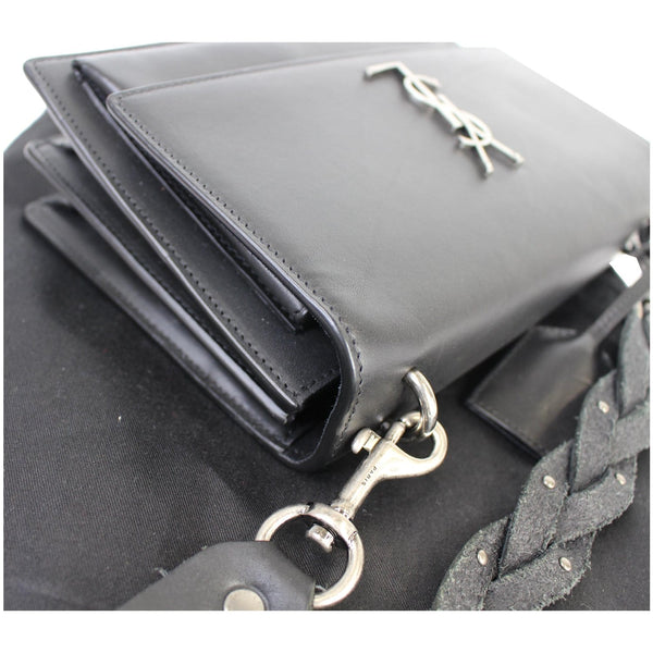 YVES SAINT LAURENT Monogram Sunset Medium Braided Shoulder Bag Black