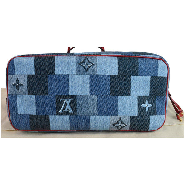 Louis Vuitton Neverfull MM Patchwork Monogram Denim Bag - bottom side