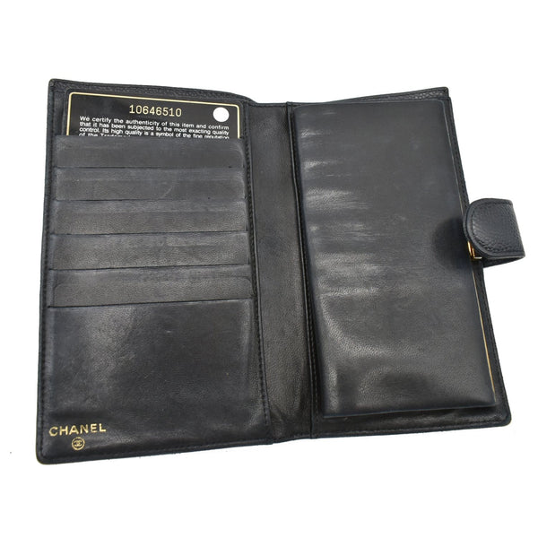 CHANEL Vintage CC Caviar Leather Bifold Wallet Black