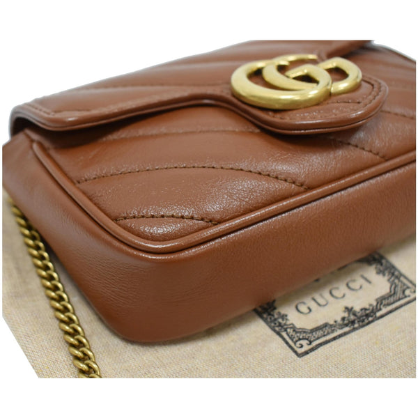 GUCCI GG Marmont Super Mini Matelasse Leather Crossbody Bag Brown 476433
