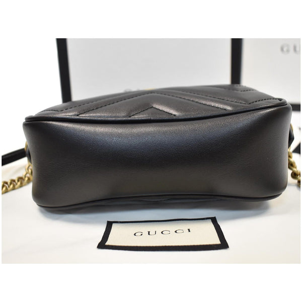 GUCCI GG Marmont Matelasse Mini Leather Crossbody Bag Black 448065
