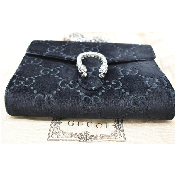 GUCCI Dionysus Mini Velvet GG Monogram Chain Wallet Dark Blue 401231