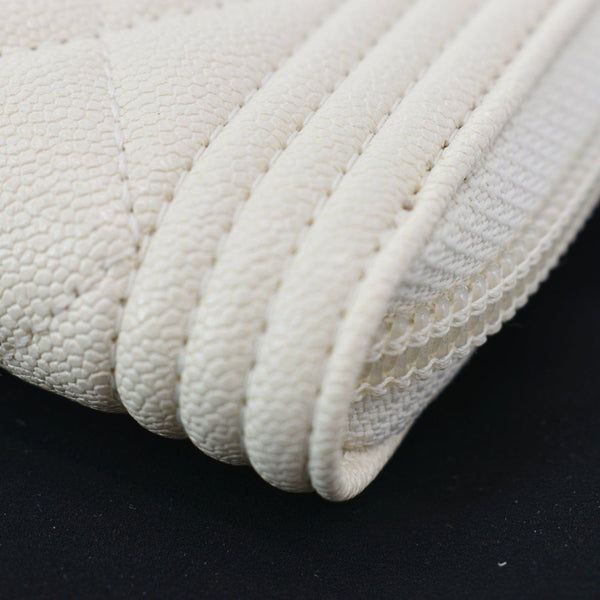CHANEL Caviar Quilted Small Boy Zip Around Wallet White